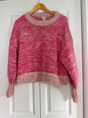 Anthropologie Maeve cosy pink cotton sweater size 6-8 relaxed